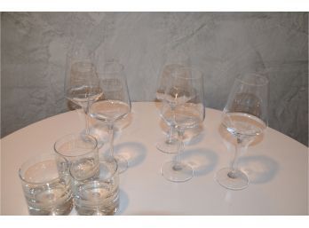 (#73) Scotch Rock 3 Drinking Glasses And 5 Krosno White Wine Glasses