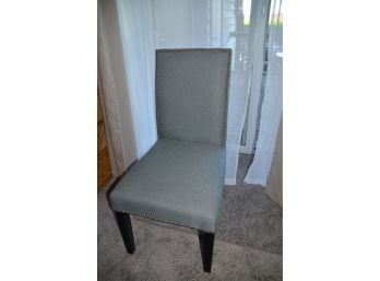 (#38) Light Blue Fabric Nailhead Trim Accent Side Desk Chair