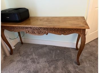 (#37) French Provincial Craved Wood Detail Console Entrance Table