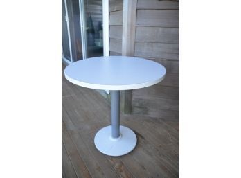 (#63) Round 30' White Formica Top Metal Base (solid) 30'H