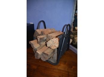 (#51) Metal And Canvas Log Holder