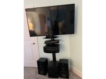 (#43) Stereo TV System Rocket Fish With Wall Tower:  Westinghouse TV, Sony, RCA, Onkyo, Pioneer, KLH Speakers