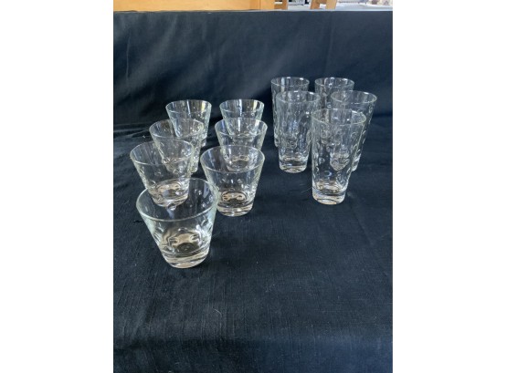 Vintage  (12)  Dot Impression Glasses  (5) Tall / Water Glasses  & (7) Small / Juice Glasses