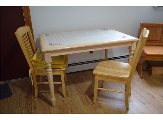 Kitchen Table Tile Top Oak Frame And 2 Chairs