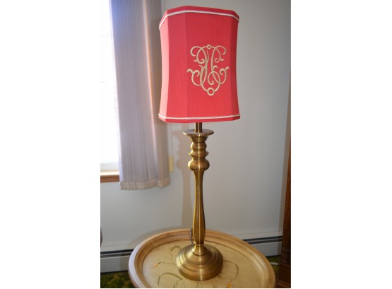 Table Lamp With Red Shade Brass Base