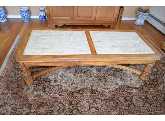 Coffee Table Wood And Tile Top Inlay Excellent