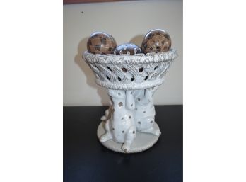 Ceramic (Bunny) Bowl Stand With Decorative Balls