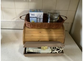 Kitchen Items: Bread Box,carving Knife