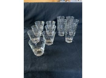 Vintage  (12)  Dot Impression Glasses  (5) Tall / Water Glasses  & (7) Small / Juice Glasses