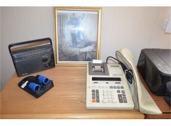 Vintage Calculator , Radio And Picture