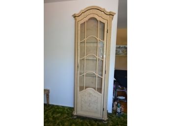 Hand-painted Curio Cabinet With Inside Light And Glass Shelves