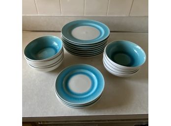 Roscher Stoneware Dishes   (8) Dinner Plates (4) Lunch Plates (8) Bowls