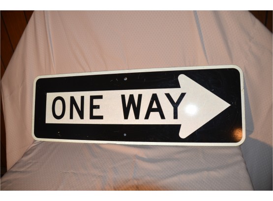 #46) ONE WAY Metal Street Sign 36 X 12