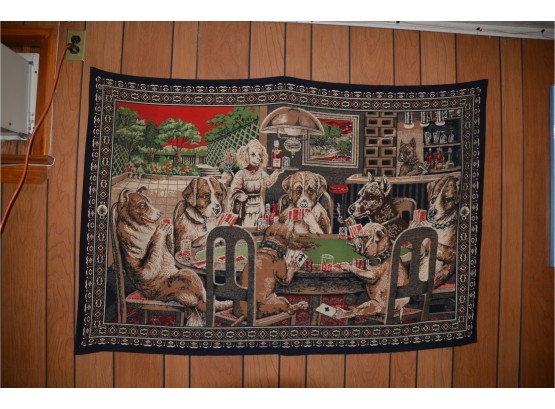 (#4) Vintage Dogs Playing Poker Table Tapestry Man Cave Decor. 100 Percent Cotton Fabric Wall Hanging 57x40
