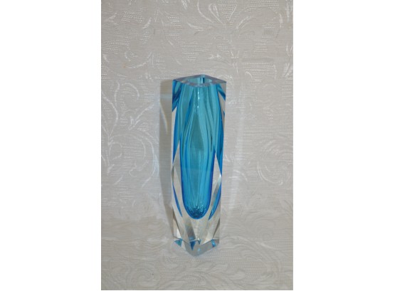 (#118) Teal Blue Murano Glass Vase 10'