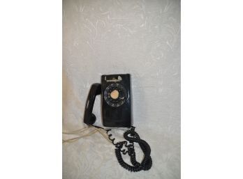 (#163) Vintage Rotary 554 Wall Telephone Black