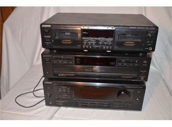 (#24) Sony Stereo System:  Receiver STRDE 605, Compact Disc Player CDP-C315, Cassette Player TC-WE805S