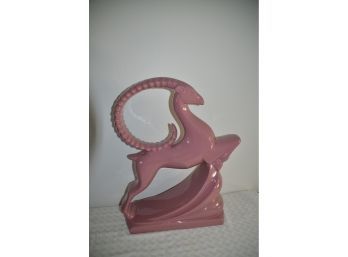 Art Deco Haeger Pottery #6044 Large Pink Ram Gazelle Statue 19'H