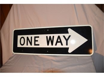 #46) ONE WAY Metal Street Sign 36 X 12