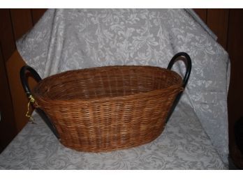 (#232) Large Wicker Laundry/decorative Basket With  Rattan Handles