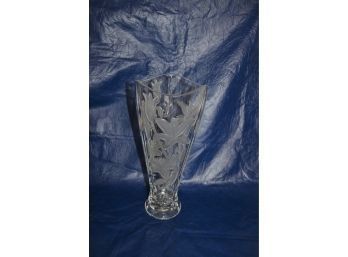 (#105) Large Heavy Solid Glass Crystal Vase 17'H