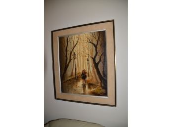 (#51) Roderick Framed Autumn Walking In Park Picture 26x30