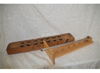 (#152) Vintage Games: Groves Move Game And Vintage Wood Block Mancala Game