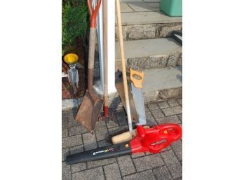 (#222) Homelite 2 Speed Blower  150 Mph120 Quiet Mph ,  2 Hand Saws,  2 Garden Tools, Brush Broom