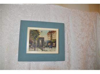 (#89) Vintage Painting Of Paris Framed Signed Katz?