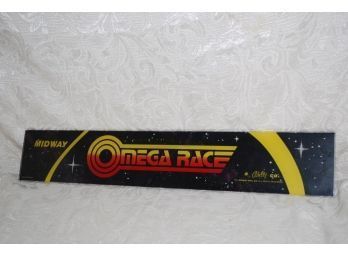 (#206B)  Vintage Plexiglass Sign 'Omega Race' Midway Video Game Machine