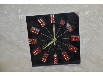 (#151) Vintage Las Vegas Black And Red Dice Tabletop Acrylic Clock Man Cave 9'