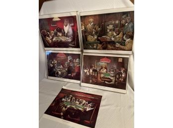 (#5) Acrylic Framed Posters Of Dogs Playing Poker Set Of 5 Different 14x11