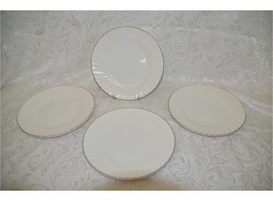 (#58) Dinner Off White Silver Trim 9' Plates 4 Of Them