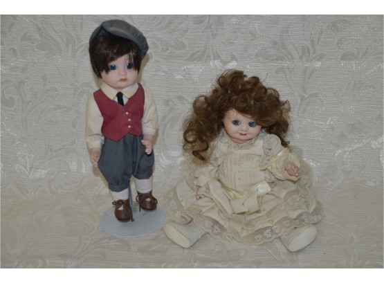 (#86) Goosley Repro Doll 12' And Boy Doll 10'