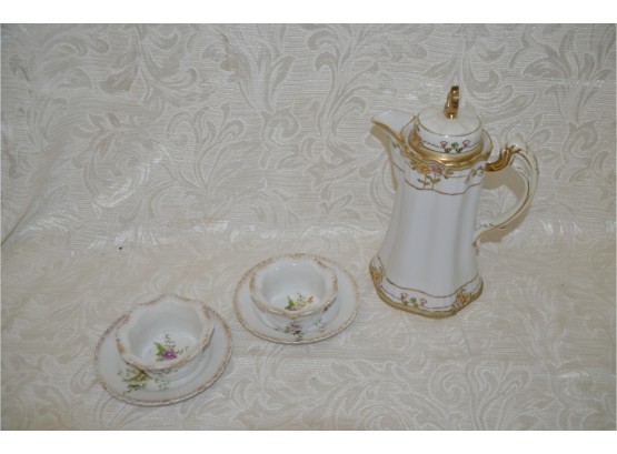 (#46) Hand-Painted Nippon Tea Pot And 2 Small Plates With Victoria Austria Ramekins