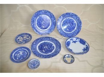 (#111) Vintage Blue And White Plates: Alhambra 9', Melor, Willow 3'