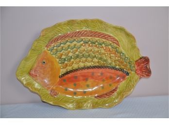 (#243) Large Colorful Fish Motif Serving Platter 12x18