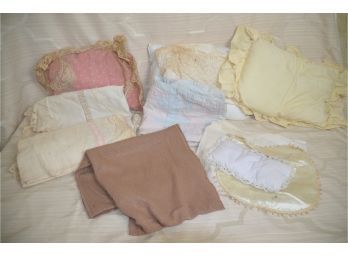 (#126) Vintage Carriage Stroller Crib Bedding, Pillows, Blankets
