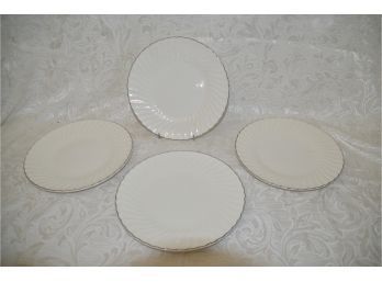 (#58) Dinner Off White Silver Trim 9' Plates 4 Of Them