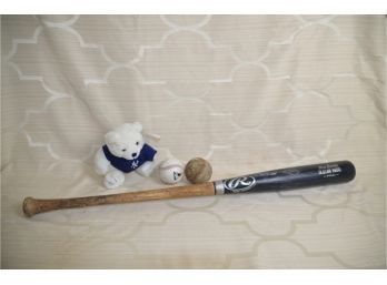 (#205) Baseball Bat Big Stick Duston Mohr, 2 Baseballs