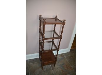 (#286) Floor Standing 2 Shelve Display Wood And Glass Shelves With Bottom Draw