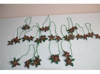 (#231) Handmade Beaded Poinsettia Napkin Rings 14 Of Them