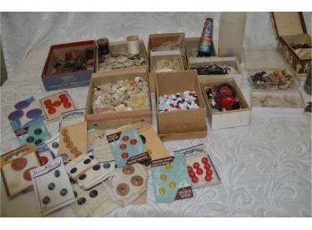 (#75) Large Assorted Vintage Buttons, Some Thread