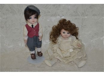(#86) Goosley Repro Doll 12' And Boy Doll 10'