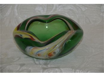 (#66) Green Murano Glass Ashtray 6'