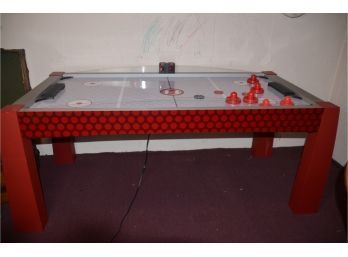 (#6) Vintage Electric Air Hockey Table With Accessories (turns On, Works Okay)