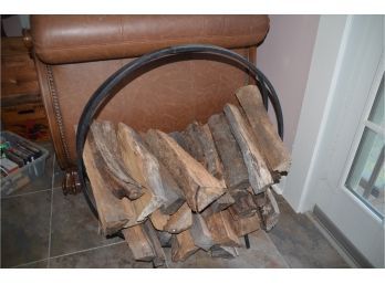 (#288) Iron Outdoor Firewood Log Holder 30' With Wood