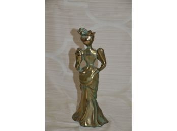(#279) Brass Patina Lady Figurine 9' (solid Heavy)