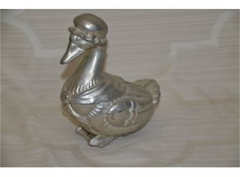 (#280) Pewter / Silver-Plate Mother Goose Bank 7'