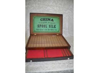 (#78) Vintage Silk Thread Wooden Box 'China Superior Spool Silk' Box 23x15